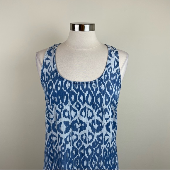 Cloth & Stone Blue Geometric Denim Tunic Dress Top Women Small - Picture 3 of 8
